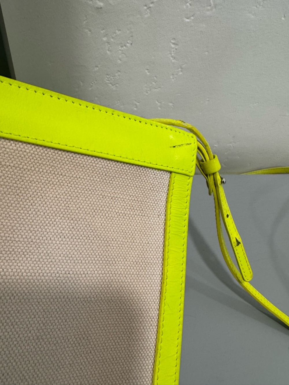 Balenciaga Canvas Crossbody with Neon Yellow Trim - Picture 4 of 7